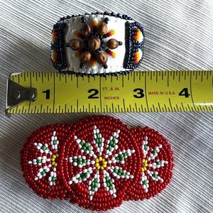 Native American Hair Barrettes, ties, clips Set of 2